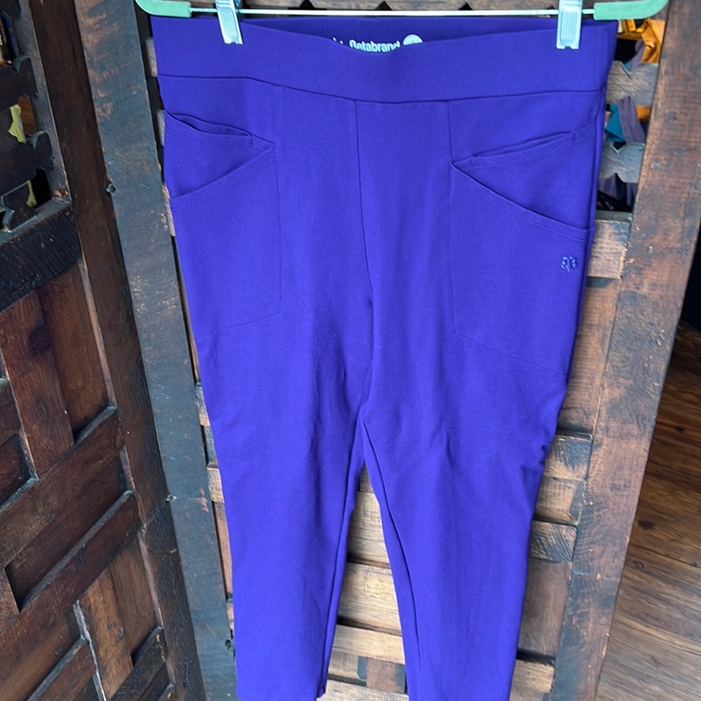 Large, petite, ankle length, purple pant.